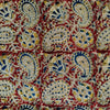 Pure Cotton Kalamkari Rust With Mustard Blue Cream Wild Kairi Jaal Hand Block Print Fabric
