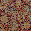 Pure Cotton Kalamkari Rust With Wild Flower And Kairi Jaal Hand Block Print Fabric