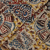Pure Cotton Kalamkari With Mustard Maroon Blue Tribal All Over Pattern Hand Block Print Fabric