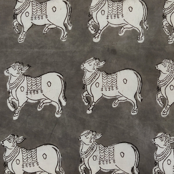 Pre-cut 1.40 Pure Cotton Kashish With Moo Hand Block Print Fabric