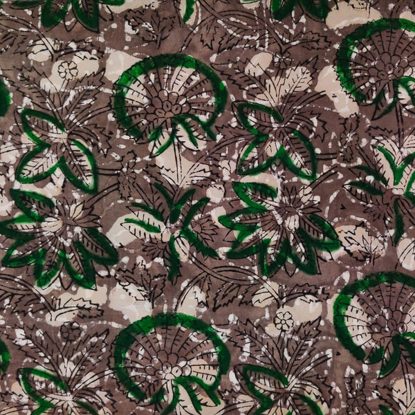 Pre-Cut 1.90 Pure Cotton Kashish With Wild Flower Jaal Hand Block Print Fabric