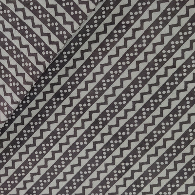Pure Cotton Kashish With ZigZag And Dot Zig Zag Stripes Hand Block Print Fabric