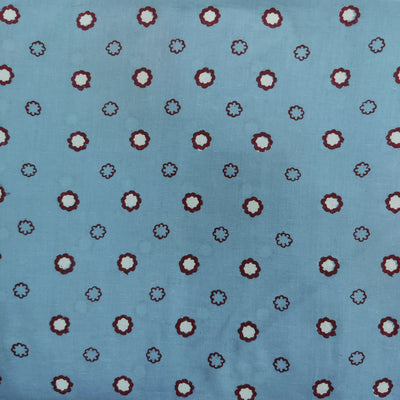 Pure Cotton Light Azure Blue With Tiny White Clouds Hand Block Print Fabric