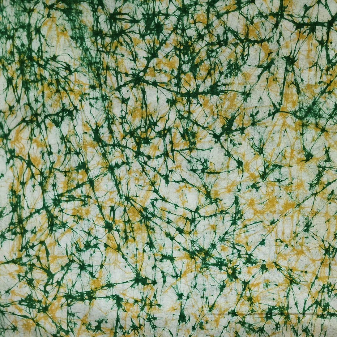 Pure Cotton Light Batik Yellow And Green Texture Handmade Fabric ...