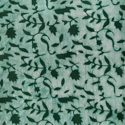 Pure Cotton Light Dabu Dark Green With Jaal Hand Block Print Fabric
