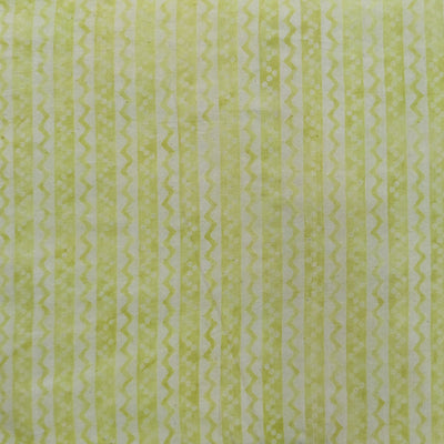 Pure Cotton Light Dabu With Green Border Stripes Hand Block Print Fabric
