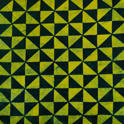 Pure Cotton Light Green And Dark Green Geometric Hand Block Print Blouse Fabric ( 1.30 Meter )