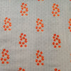 Pure Cotton Light Grey Self Design With Orange Red Wild Grass Screen Print Fabric