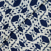 Pure Cotton Light Indigo With Floral Jaal Stripes Hand Block Print Fabric