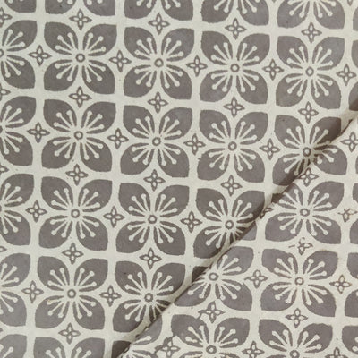Pure Cotton Light Kashish With Four Petal Flower Hand Block Print Fabric