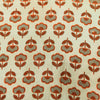 Pure Cotton Light Kashish With Orange Outline Motif Hand Block Print Fabric