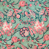 Pure Cotton Light Pastel Blue With Pink And Teal Wild Flower Jaal Hand Block Print Fabric