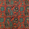 Pure Cotton Madder Ajrak With Green Wild Flower Jaal Hand Block Print Blouse Fabric ( 80 cm )