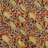 Pure Cotton Madder Kalamkari With Mustard Wild Flower Jaal Hand lock Print Fabric