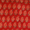 Pure Cotton Madder Vegetable Dyed Ajrak Fabric With Kairi Shaped Plant Hand Block Print Fabric