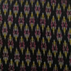 Pure Cotton Mercerised Ikkat Black With Maroon And Yellow Woven Motifs Fabric