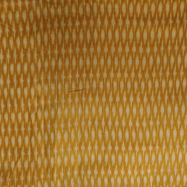 Precut 1.5 Meter Pure Cotton Mercerised Ikkat Mustard With Cream Tiny Weaves Woven Fabric
