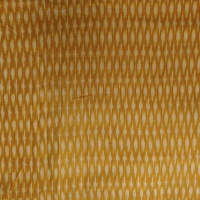 Precut 1.5 Meter Pure Cotton Mercerised Ikkat Mustard With Cream Tiny Weaves Woven Fabric