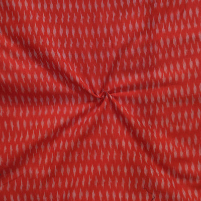Pure Cotton Mercerised Ikkat Rustic Red With Tiny Weaves Woven Fabric