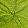 Pure Cotton Mercerised Light Green Ikkat With Cream Yellow Zig Zag Weaves Woven Fabric