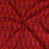 Pure Cotton Mercerised Red Ikkat With Cream Yellow Plant Weaves Woven Fabric