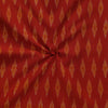 Pure Cotton Mercerised Red Ikkat With Mustard Weaves Woven Fabric