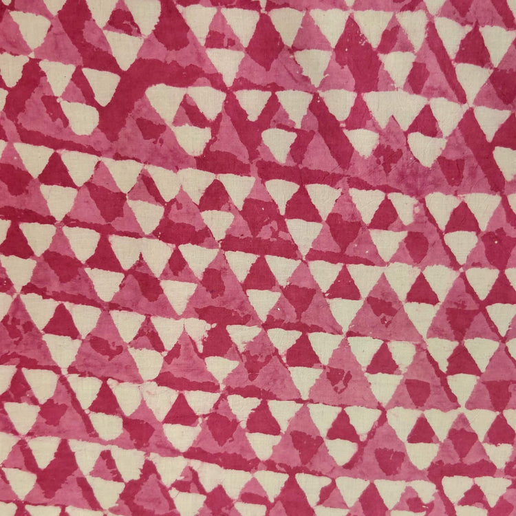 Pure Cotton Mouve Geometric Triangle Hand Block Print Blouse Fabric (1 ...