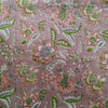 Pure Cotton Mul Jaipuri Pastel Chickoo  With Peach Green Wild Jaal Hand Block Print Fabric