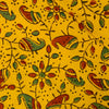 Pure Cotton Mustard Ajrak With Green And Maroon Kairi Jaal Hand Block Print Fabric