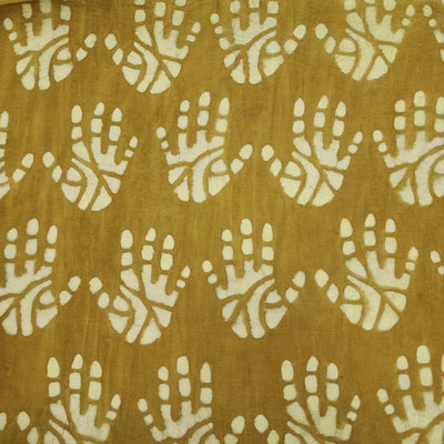 Pure Cotton Mustard Dabu With Hand Print Hand Block Print Fabric