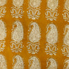 Pure Cotton Mustard Dabu With Intricate Kairi Hand Block Print Fabric
