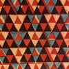 Pure Cotton Natural Ajrak  Black Blue Red Cream Triangles Hand Block Print Fabric