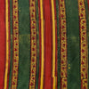 Pure Cotton Natural Ajrak  Green Rust Yellow Intricate Stripes Hand Block Print Fabric