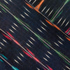 Pure Cotton Navy Blue Ikkat With Pink Blue Green Intricate Stripes Weave Hand Woven Fabric