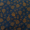 Pure Cotton Navy Blue With Orange Ferns Hand Block Print Fabric