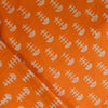Pure Cotton Orange Discharge With Cream Fishbone Hand Block Print Fabric