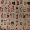 Pure Cotton Organic Dyed House Of Plants Coffee Hand Block Print Fabric