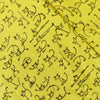 Pure Cotton Organic Dyed Yellow With Crazy Cats Hand Block Print Fabric