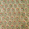 Pure Cotton Pastel Light Brown With Green And Peach Motifs Hand Block Print Fabric