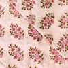 Pure Cotton Pastel Pink With Flower Plant Motifs Hand Block Print Fabric