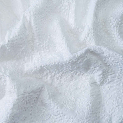 Pure Cotton Pastel White Self Embroidered Fabric