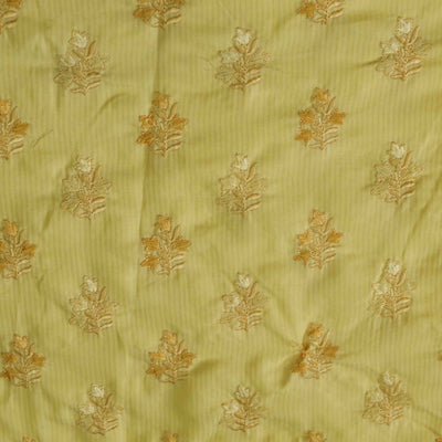 Pure Cotton Pastel Yellow With Self Embroidered Fabric