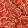 Pure Cotton Peachy Brown With Peach Flower Jaal Hand Block Print Fabric