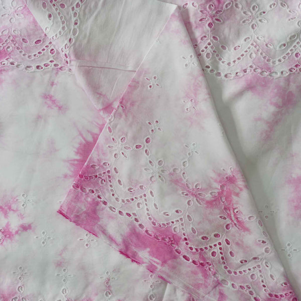 (Width 56 Inches)Pure Cotton Pink And Cream Abstract Batik Hakoba Fabric