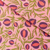 Pure Cotton Pink With Poppy Jaal Screen Print Fabric