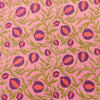Pure Cotton Pink With Poppy Jaal Screen Print Blouse Piece Fabric ( 1 Meter)