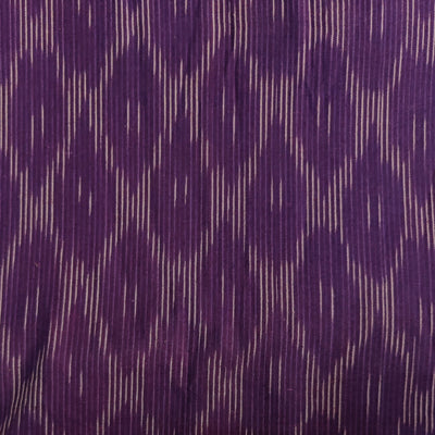 Pre Cut 1.80 Meter Pure Cotton Purple Ikkat With Light Grey Honeycomb Weave Woven Fabric