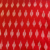 Pure Cotton Red Ikkat With Light Ikkat Weave Motif Woven Fabric