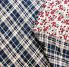 Pure Cotton Reversible Blue Checks With Floral Print