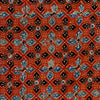 Pure Cotton Rust Ajrak With Four Petal Flower Hand Block Print Fabric